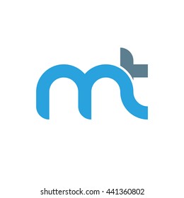 initial letter mt linked round lowercase logo blue