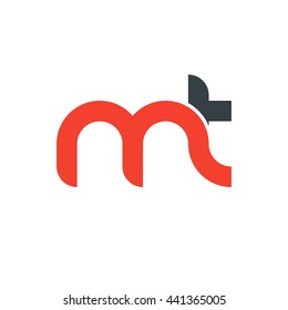 initial letter mt linked round lowercase logo red