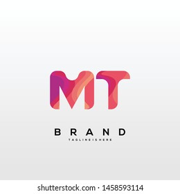 Initial letter MT logo with colorful background, letter combination logo design for creative industry, web, business and company. - Vector