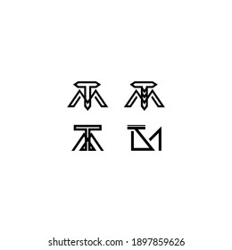 Monograma del logotipo MT TM de la letra inicial