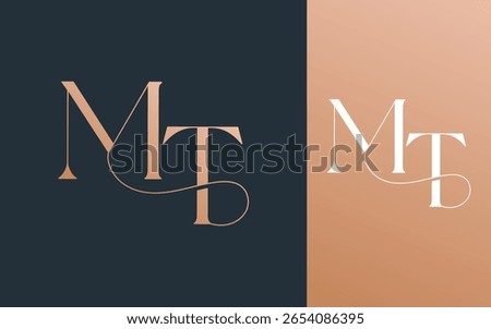 Initial letter MT TM logo design vector illustration for couple, wedding, and business