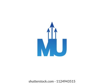 Initial Letter MU Arrow Chart Finance Business