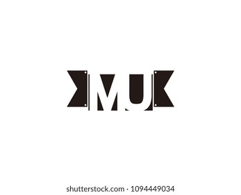 Initial letter mu black ribbon logo design