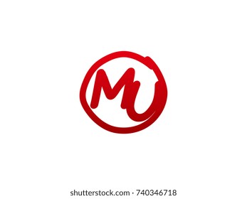 The initial letter MU handwritten logo