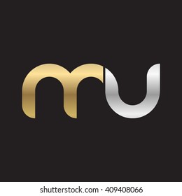 initial letter mu linked round lowercase logo gold silver black background