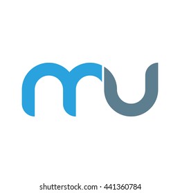 initial letter mu linked round lowercase logo blue
