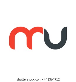 initial letter mu linked round lowercase logo red