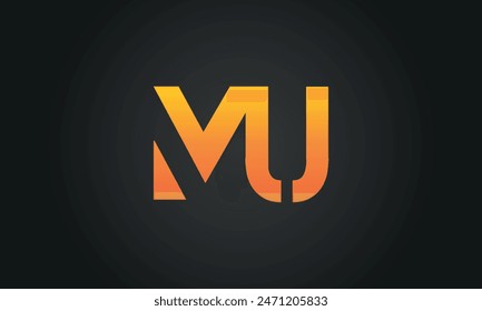 Initial Letter MU Logo Design With Swoosh. Creative And Modern MU Logo Design on Black Background.