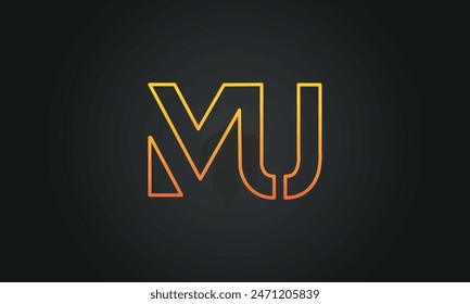 Initial Letter MU Logo Design With Swoosh. Creative And Modern MU Logo Design on Black Background.