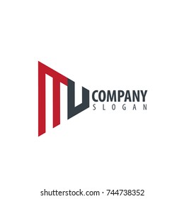 Initial Letter MU MV Linked Triangle Design Logo