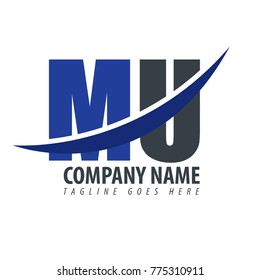 Initial Letter MU Overlapping Logo