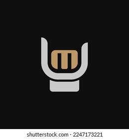 Initial Letter MU or UM Hand concept Logo Template Design