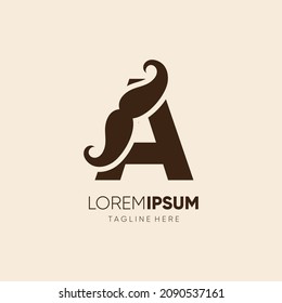 Letra inicial A Mustache Logo Diseño Icono de vectores Ilustración gráfica Emblema