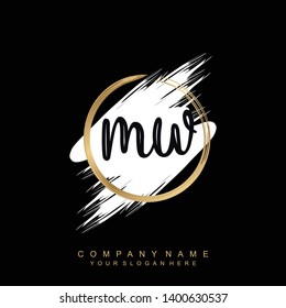 Initial letter MV beautiful handwriting logo vector template