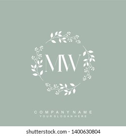 Initial letter MV beautiful handwriting logo vector template