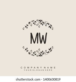 Initial letter MV beautiful handwriting logo vector template