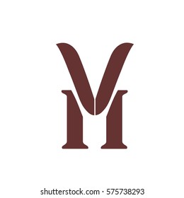 initial letter M,V dark green color logo vector