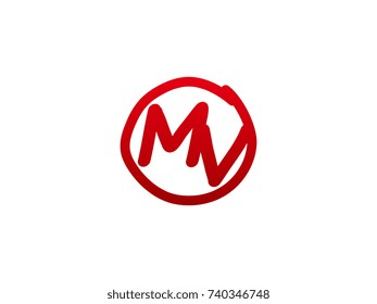 The initial letter MV handwritten logo