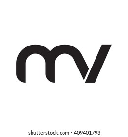initial letter mv linked round lowercase monogram logo black