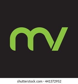 initial letter mv linked round lowercase logo green