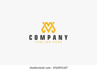 Initial Letter MV Logo.  Geometric Hexagonal Line isolated. Usable for Business, Building and Technology Logos. Flat Vector Logo Design Template Element.