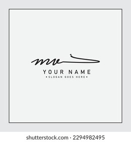Initial Letter MV Logo - Handwritten Signature Logo