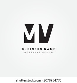 Logotipo de carta inicial MV - Logotipo mínimo para empresas