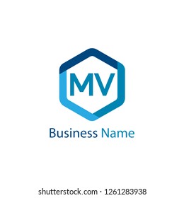 Initial Letter MV logo Template