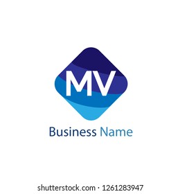 Initial Letter MV logo Template