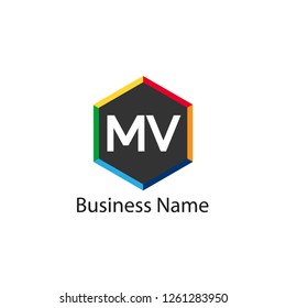 Initial Letter MV logo Template