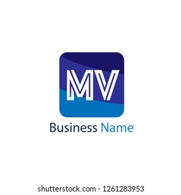 Initial Letter MV logo Template