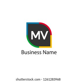 Initial Letter MV logo Template