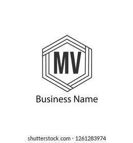 Initial Letter MV logo Template