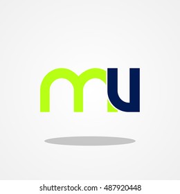 Initial letter MV lowercase logo design template leaf green navy blue