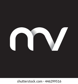 initial letter mv modern linked circle round lowercase logo white black