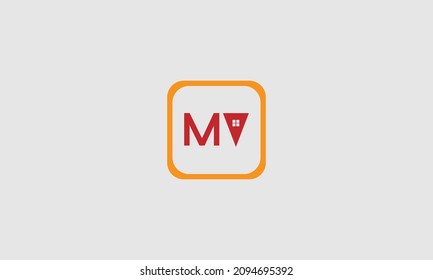 Initial letter MV uppercase modern logo design template elements. Vector
