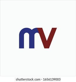 Plantilla de diseño vectorial de logotipo mv o vm de letra inicial