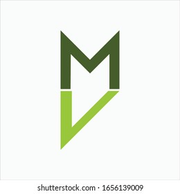 Plantilla de diseño vectorial de logotipo mv o vm de letra inicial