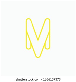 Designvorlagen für die Vektorillustration des Originalbriefs mv oder vm