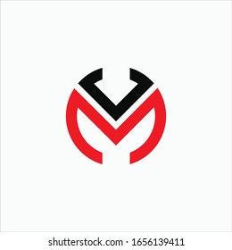 Plantillas de diseño vectorial de logotipo mv o vm de letra inicial
