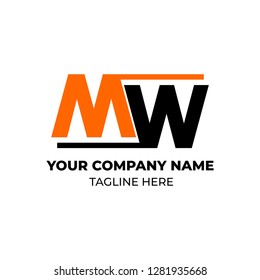 Initial letter MW Artistic Creative Shape Logotype