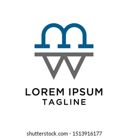 initial letter MW Bridge logo template