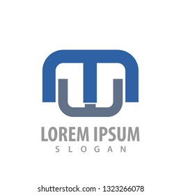 Initial letter MW curved logo concept design. Symbol graphic template element 