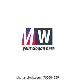 Initial Letter MW Design Logo With Square
