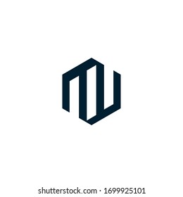 Initial Letter MW Hexagonal Design Logo