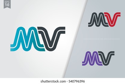 Initial Letter MW Linked Design Logo Company