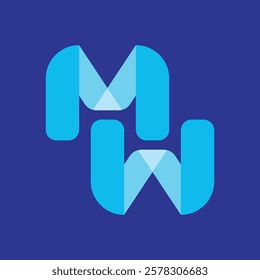 Initial letter MW linked rectangle uppercase monogram logo