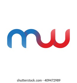 initial letter mw linked round lowercase logo blue red