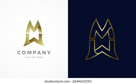 Initial Letter MW Logo Design, stylish and luxury golden letter MW with two style design and color, usable for brand and company logos, vector illustration