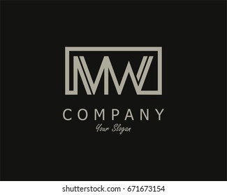 Initial Letter MW Logo Design Template With Box